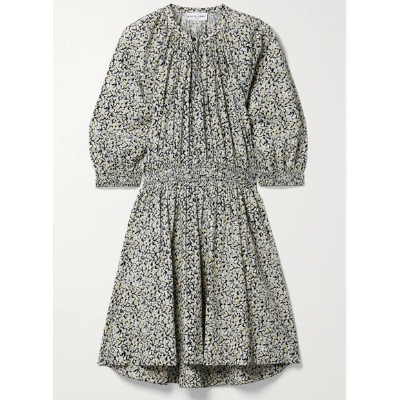 Apiece Apart Black Beige Cobano Floral Organic Cotton Mini Dress Sz L New - Picture 1 of 12